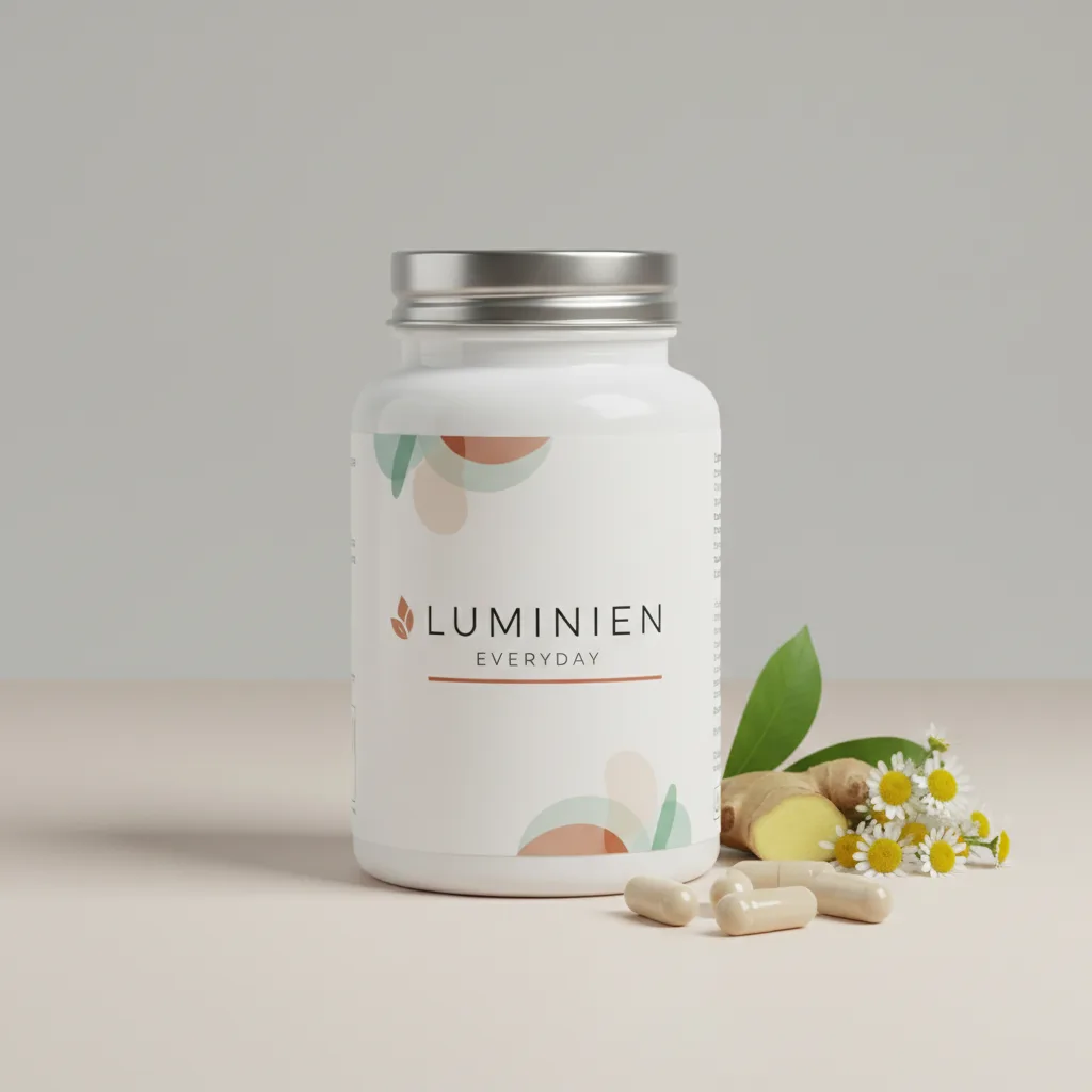 Luminien Everyday glazen supplement potje met houten deksel, 90 capsules